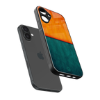 orange green back phone cover | glass case for iphone 16 plus