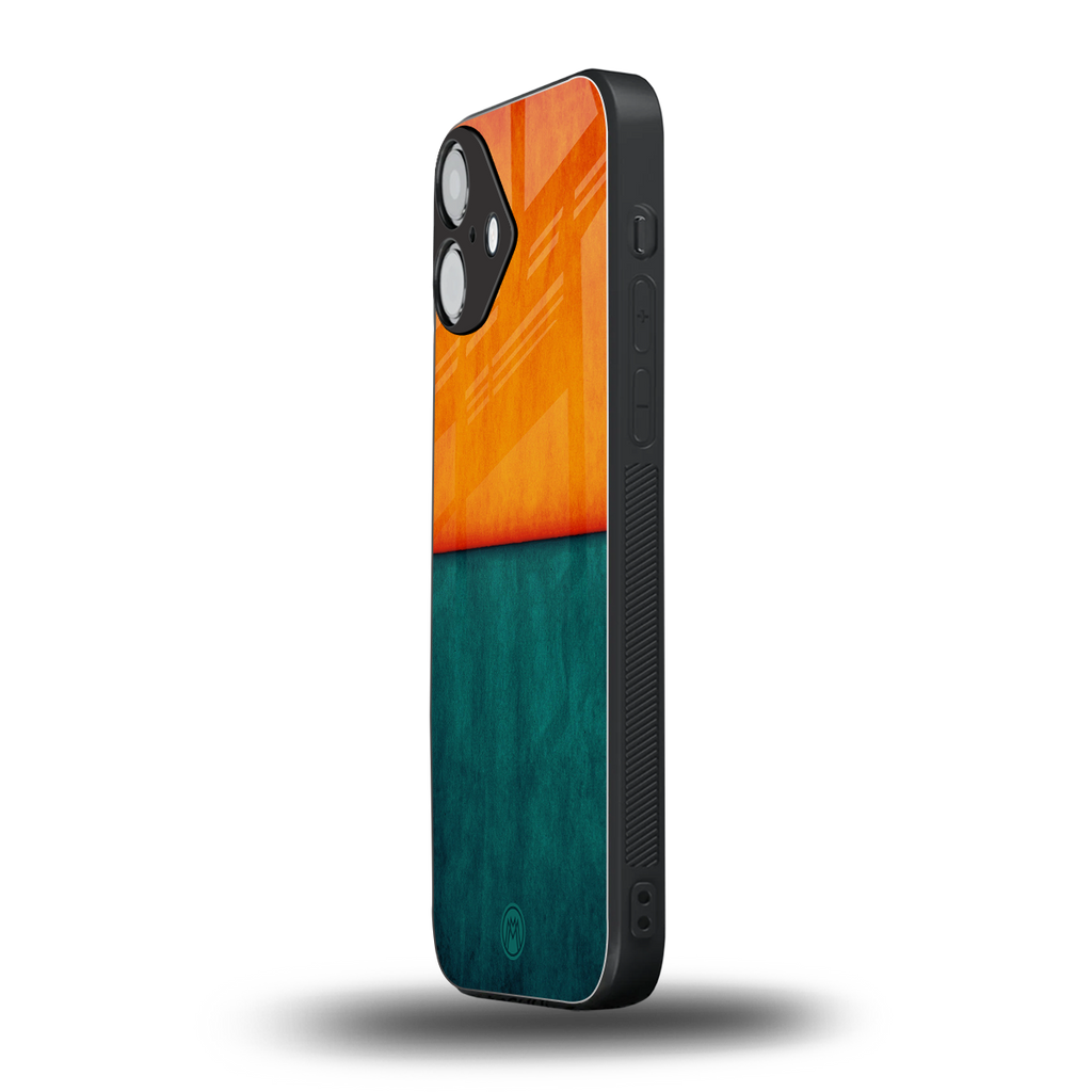 orange green back phone cover | glass case for iphone 16 plus