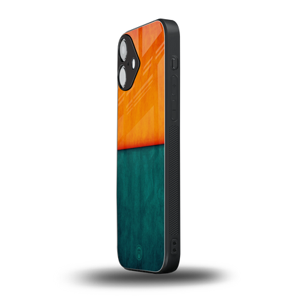 orange green back phone cover | glass case for iphone 16 plus