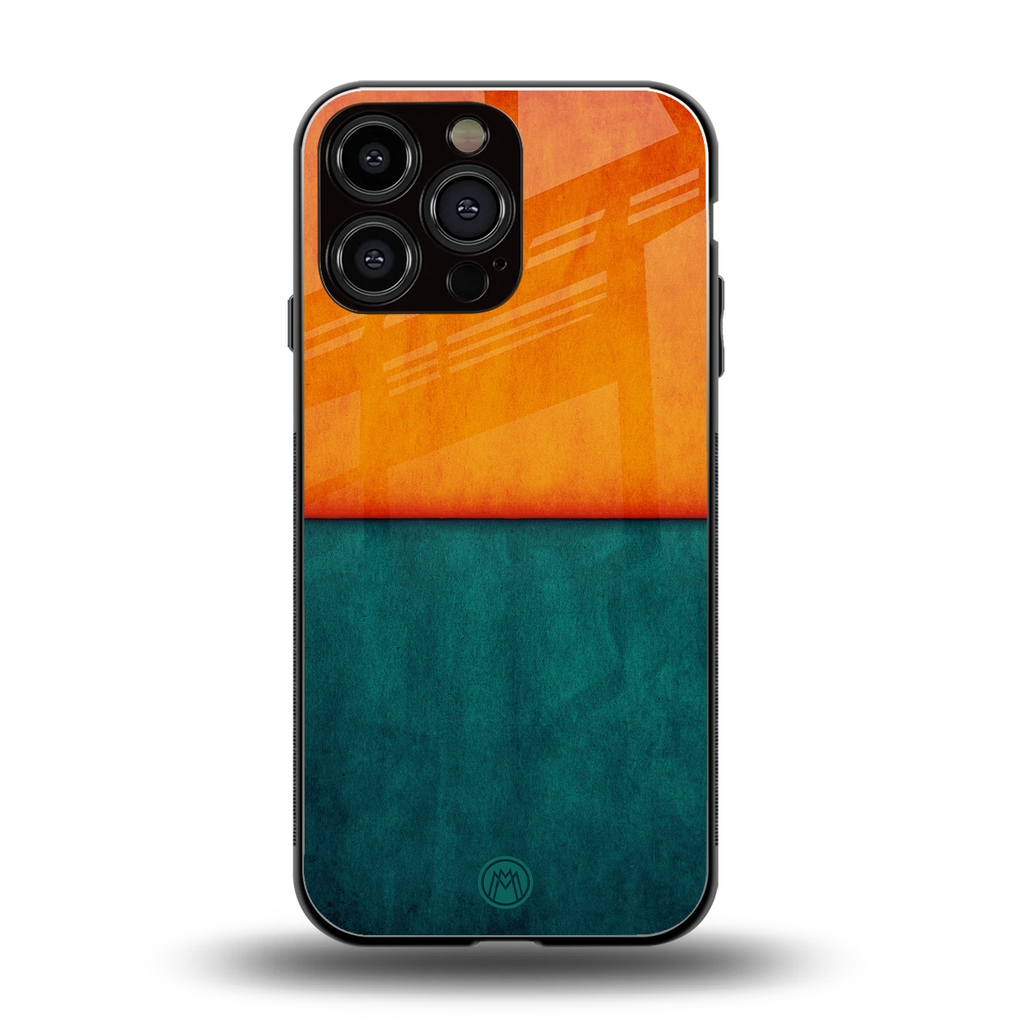 orange green back phone cover | glass case for iphone 16 pro max