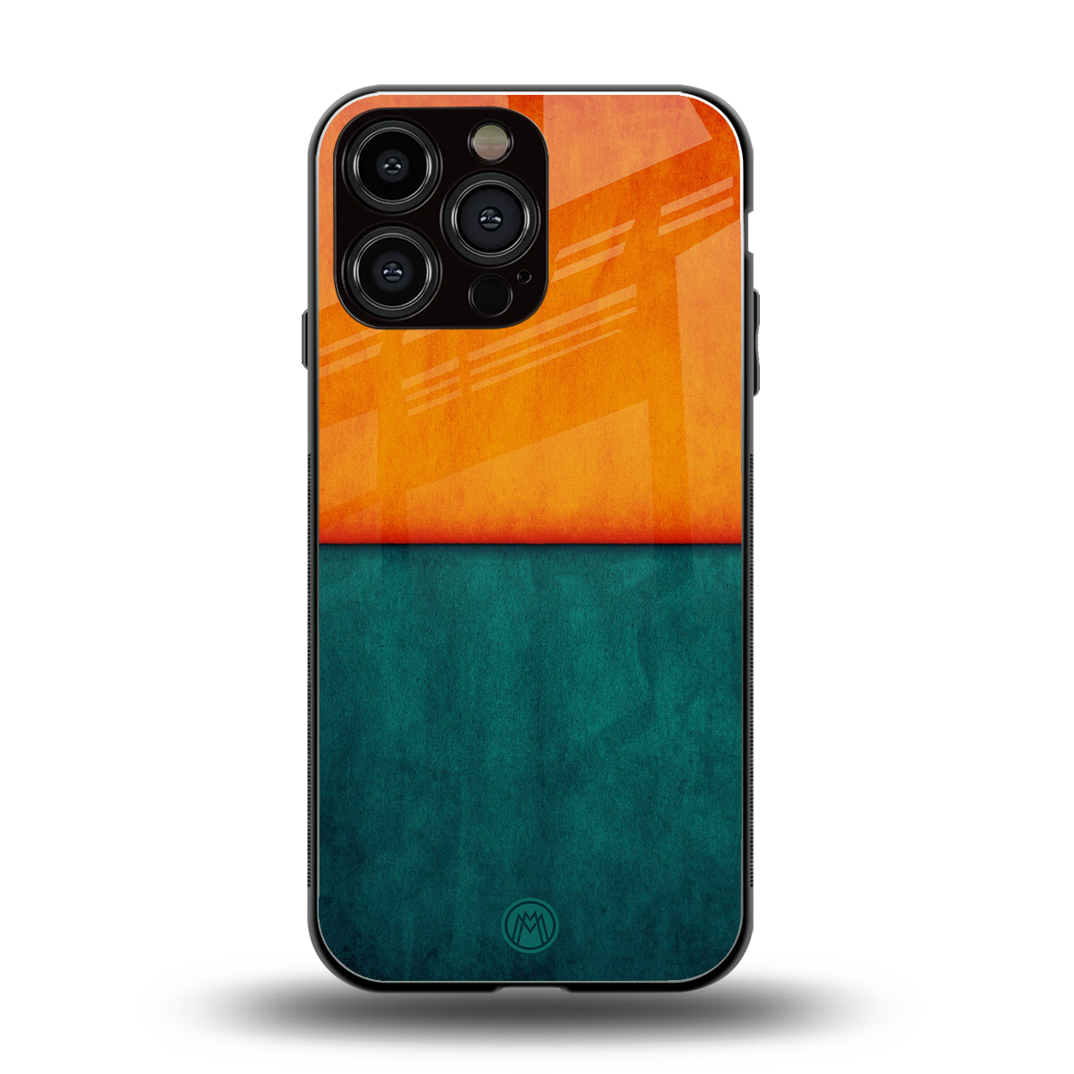 orange green back phone cover | glass case for iphone 16 pro max