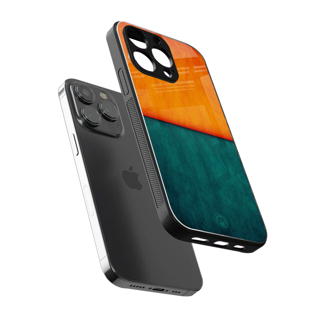 orange green back phone cover | glass case for iphone 16 pro max