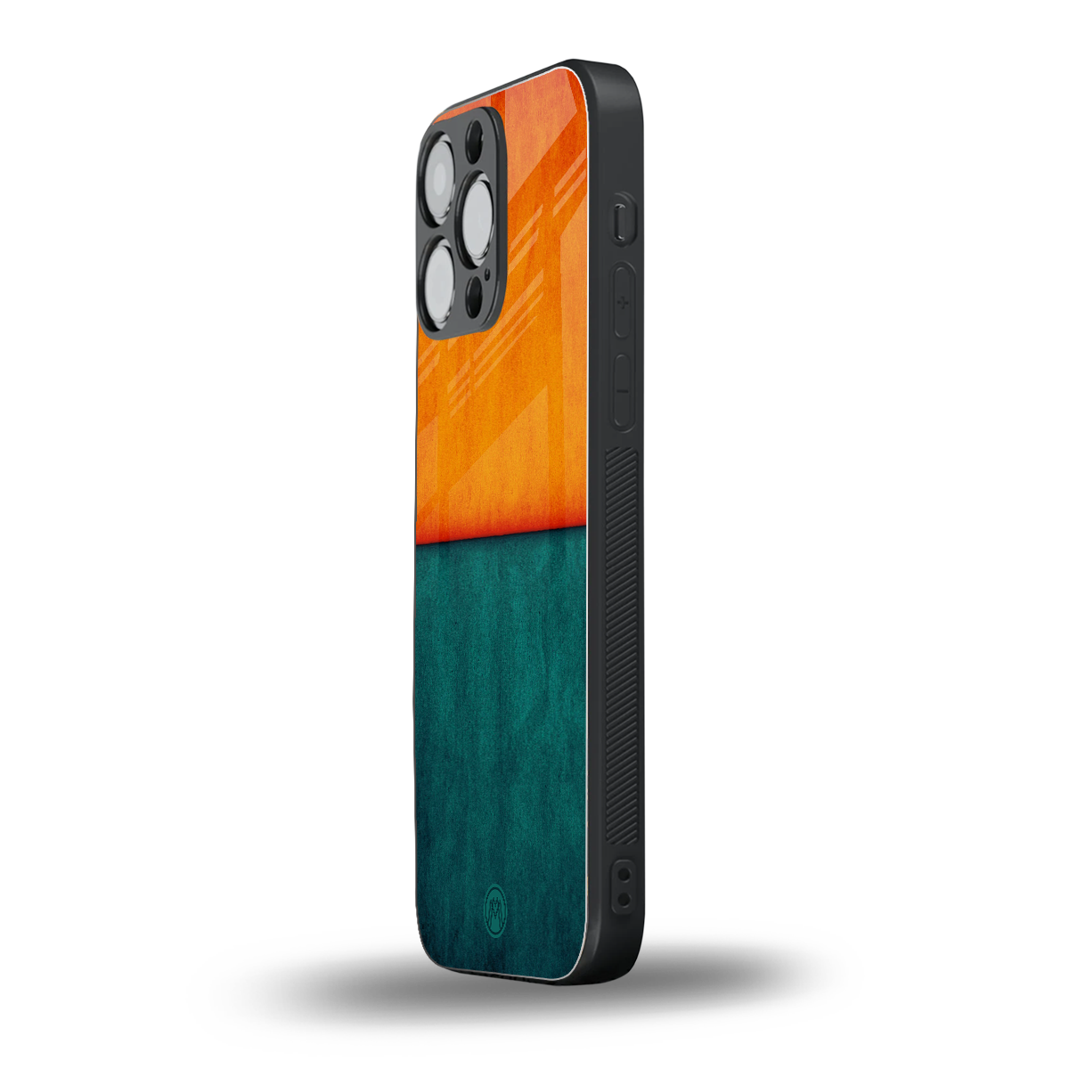 orange green back phone cover | glass case for iphone 16 pro max