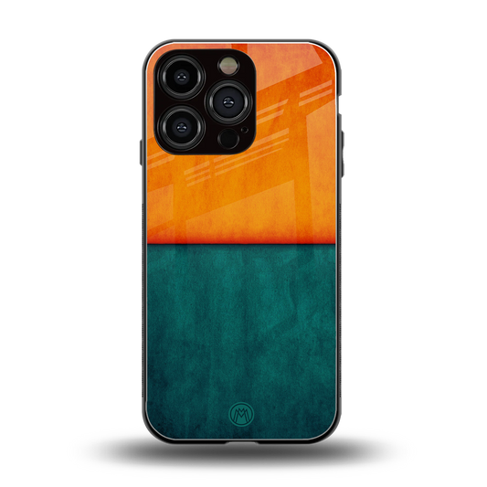 orange green back phone cover | glass case for iphone 16 pro