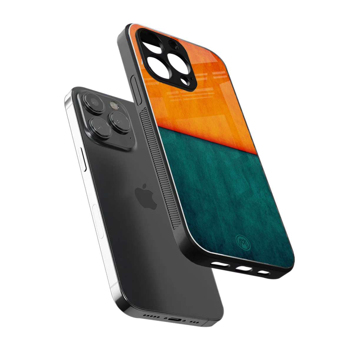orange green back phone cover | glass case for iphone 16 pro