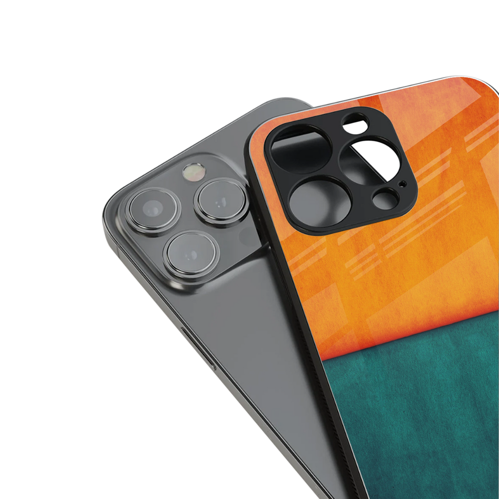 orange green back phone cover | glass case for iphone 16 plus