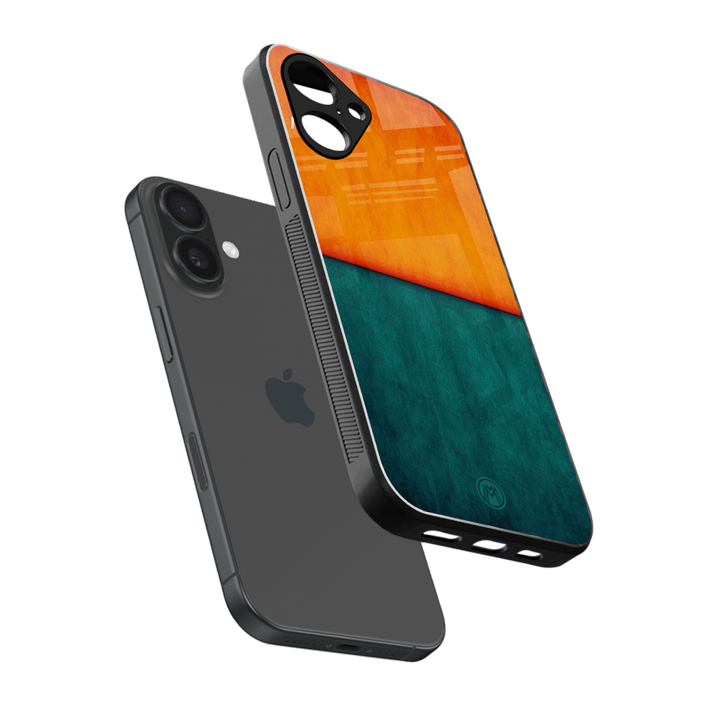 orange green back phone cover | glass case for iphone 16