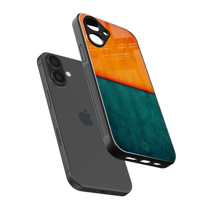 orange green back phone cover | glass case for iphone 16