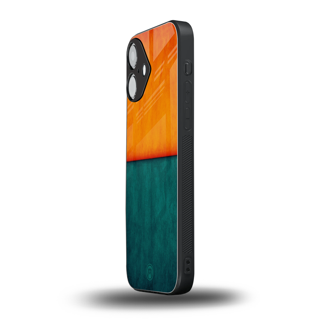 orange green back phone cover | glass case for iphone 16