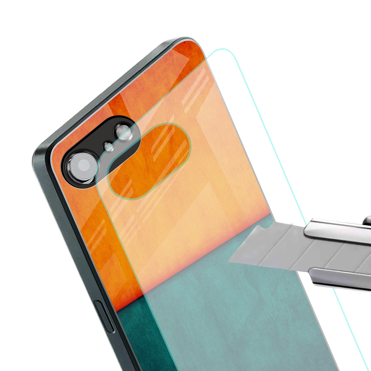 orange green back phone cover | glass case for iphone 16e
