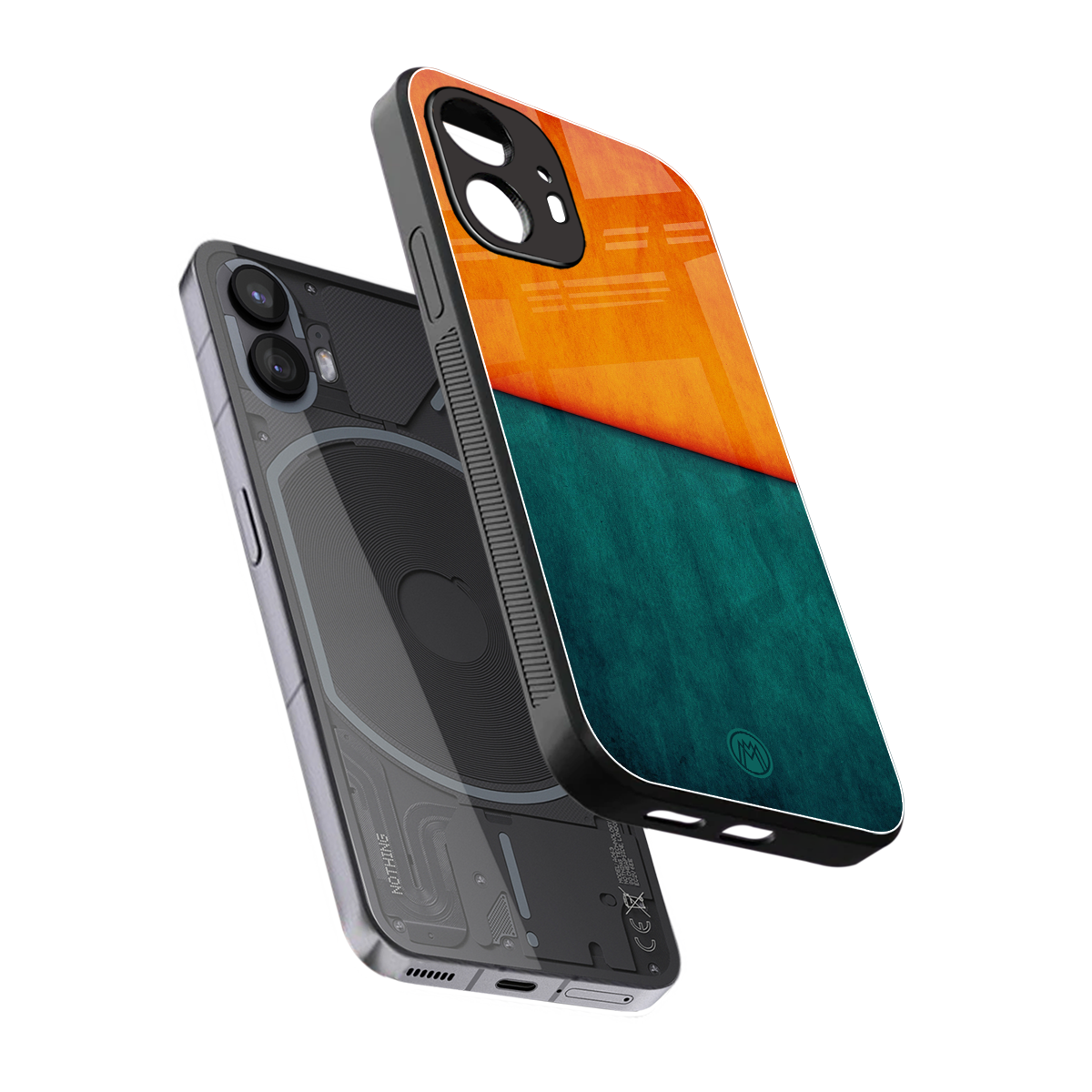 orange green back phone cover | glass case for nothing phone 2