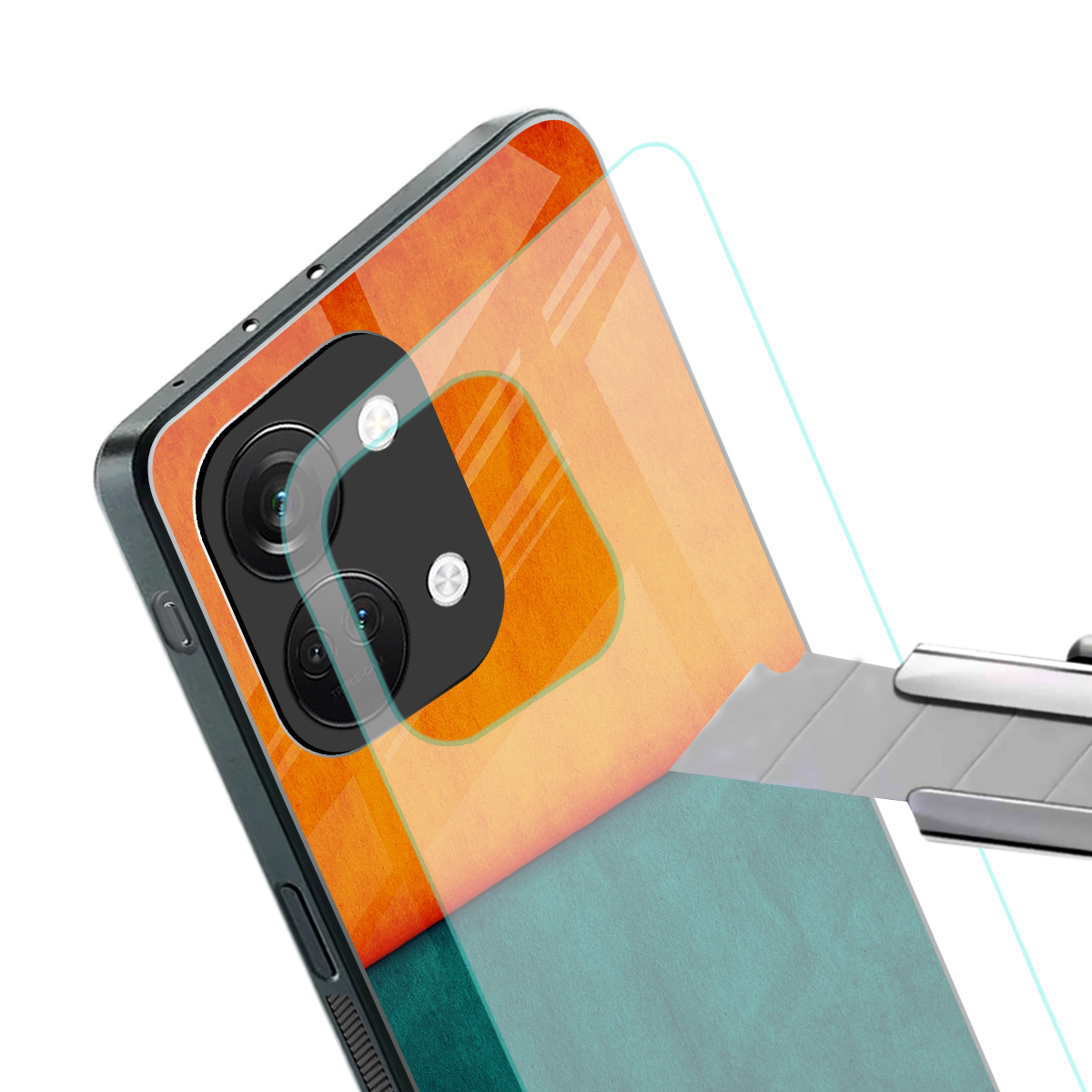 orange green back phone cover | glass case for oneplus nord 3