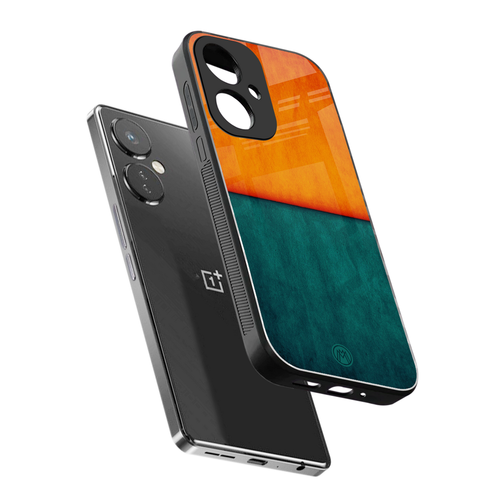 orange green back phone cover | glass case for oneplus nord ce 3