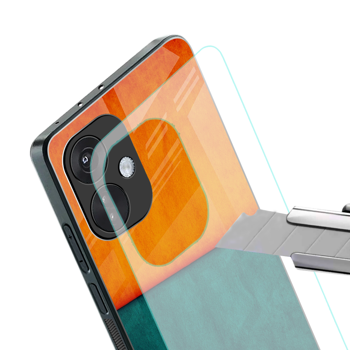 orange green back phone cover | glass case for oneplus nord ce 3