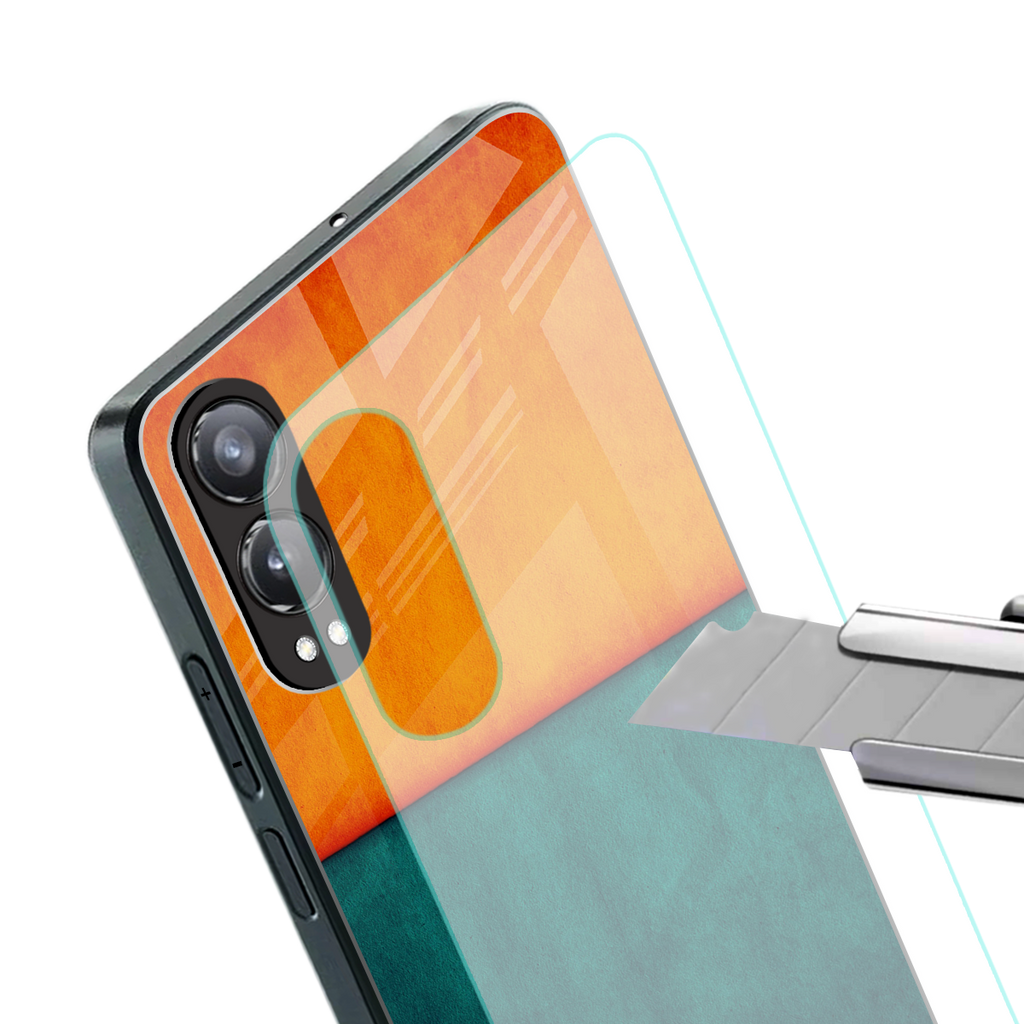 orange green back phone cover | glass case for oneplus nord ce 4 lite