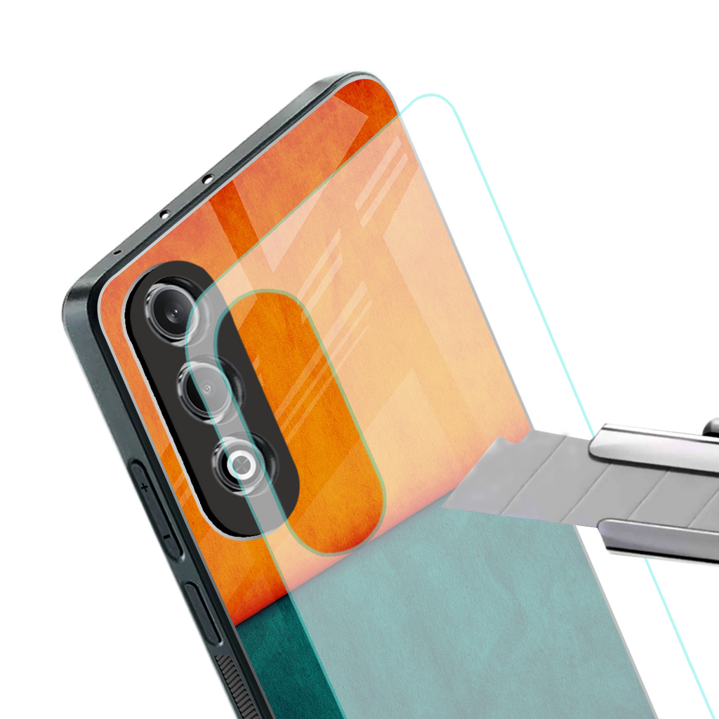 orange green back phone cover | glass case for oneplus nord ce 4