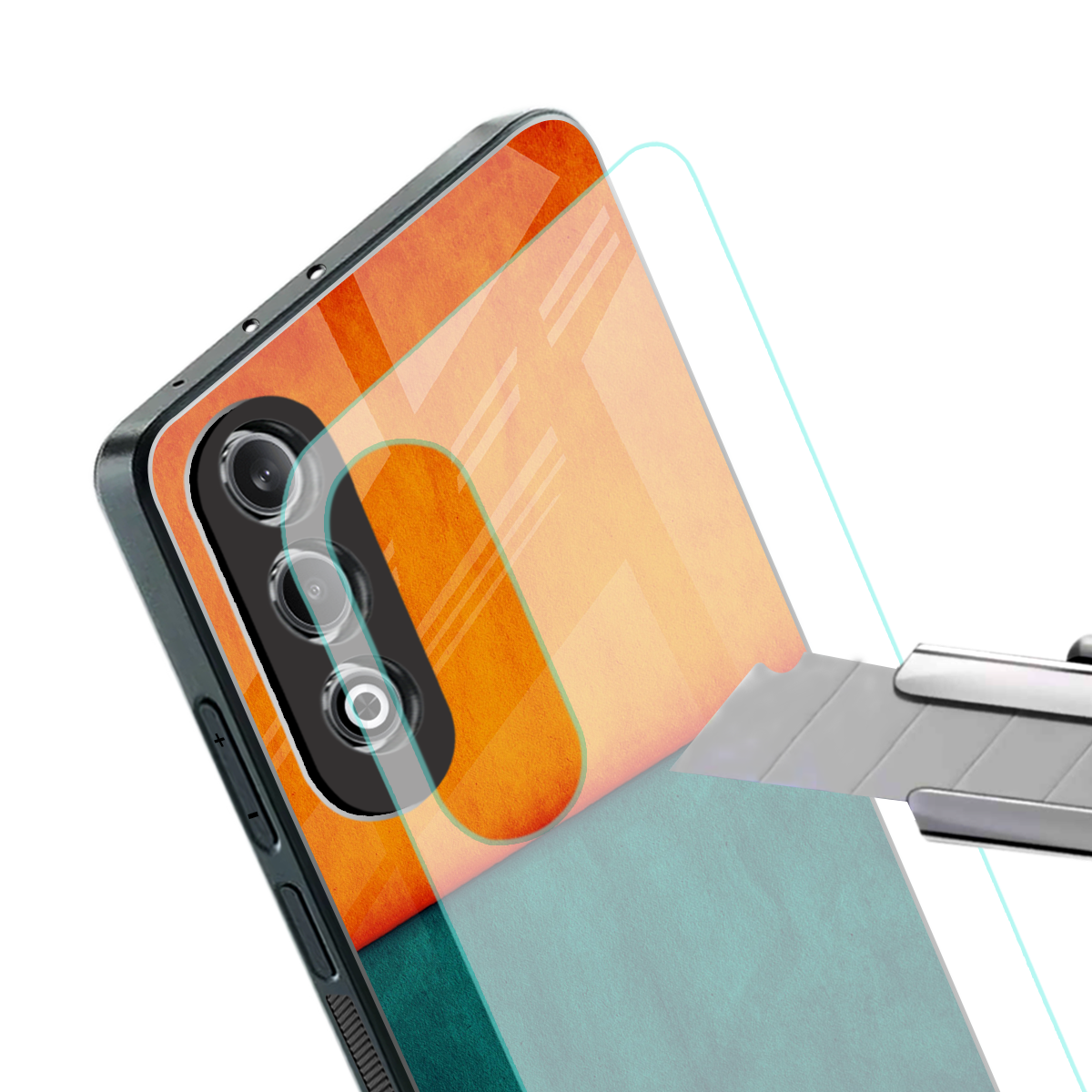 orange green back phone cover | glass case for oneplus nord ce 4