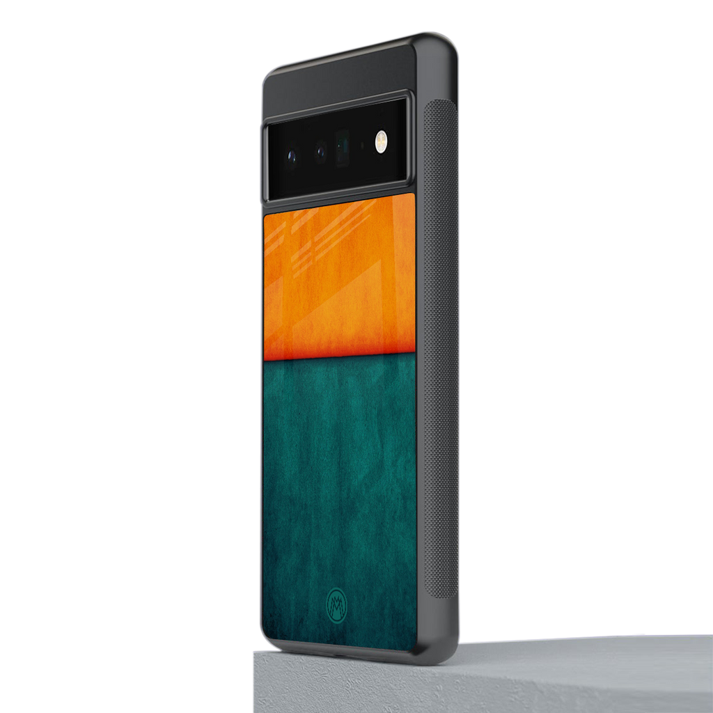 orange green back phone cover | glass case for google pixel 6 pro