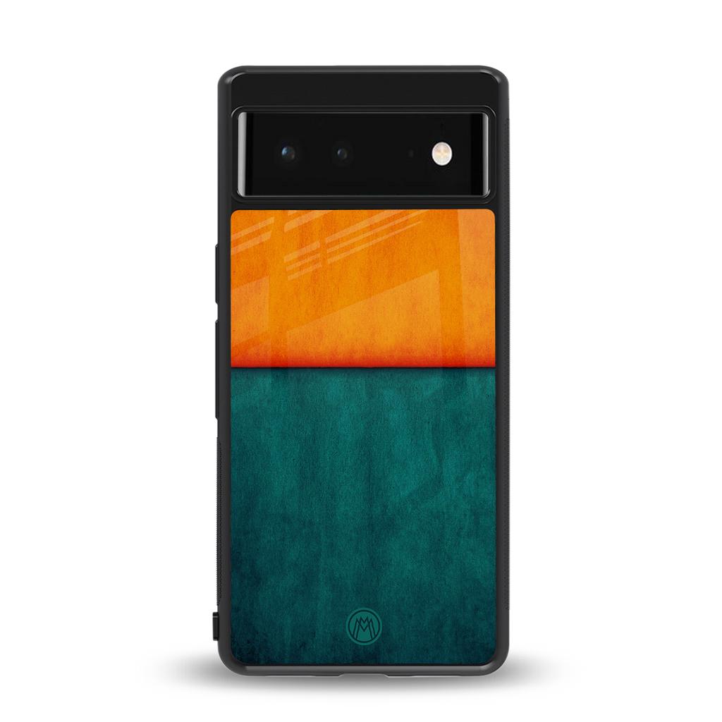 orange green back phone cover | glass case for google pixel 6
