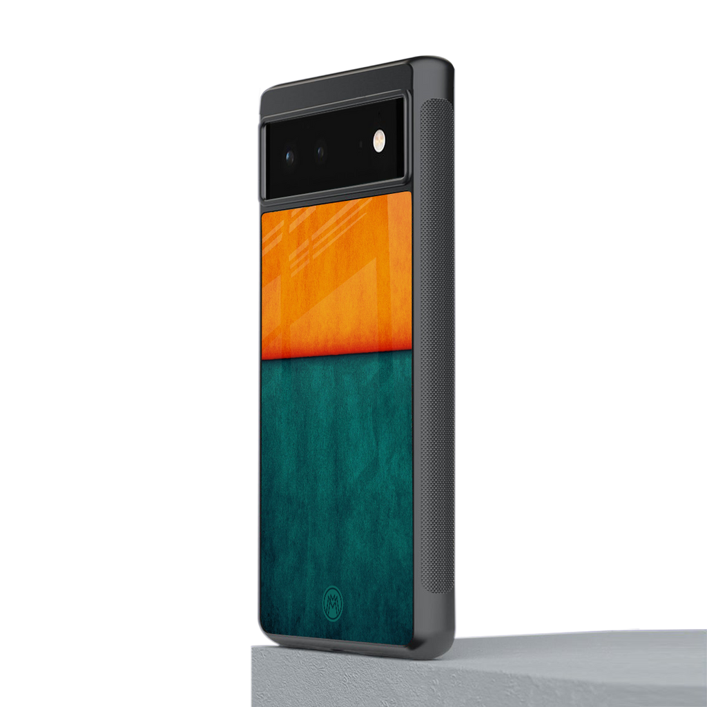 orange green back phone cover | glass case for google pixel 6