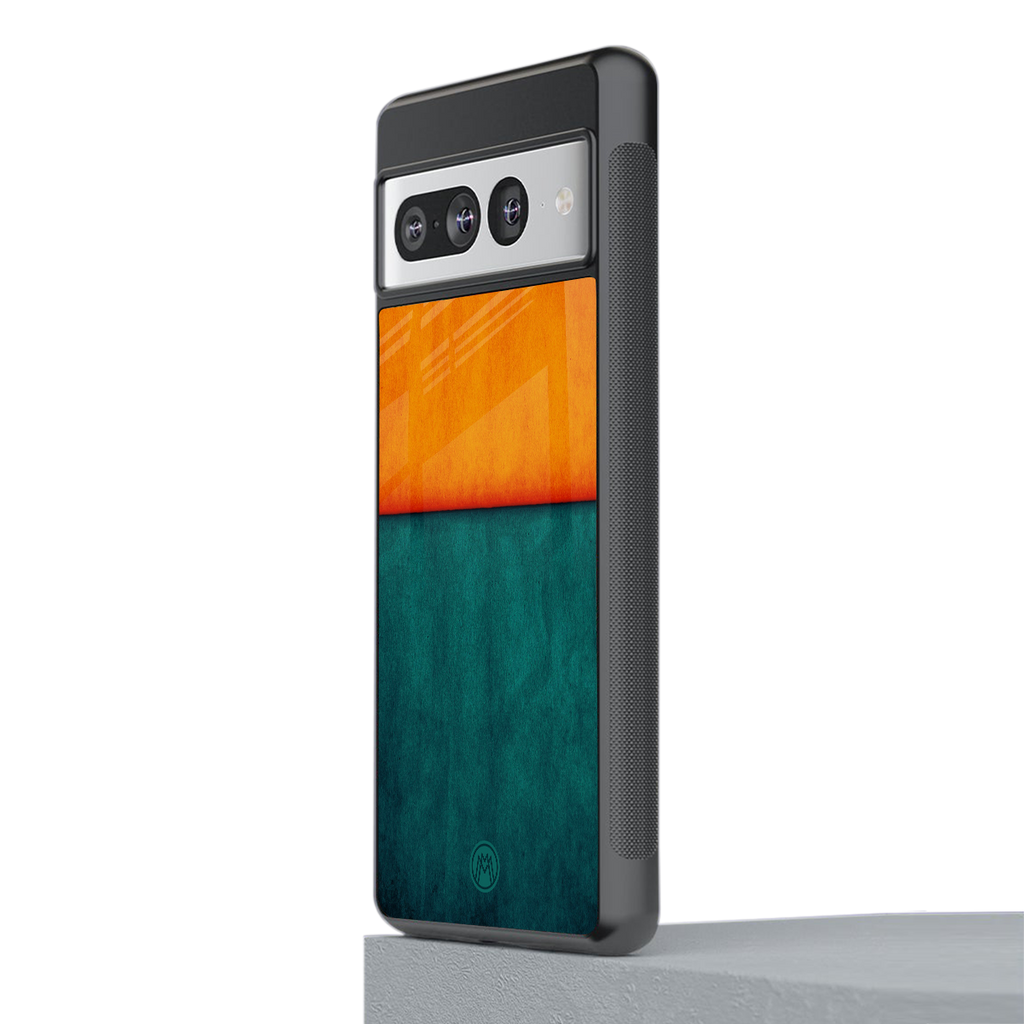 orange green back phone cover | glass case for google pixel 7 pro