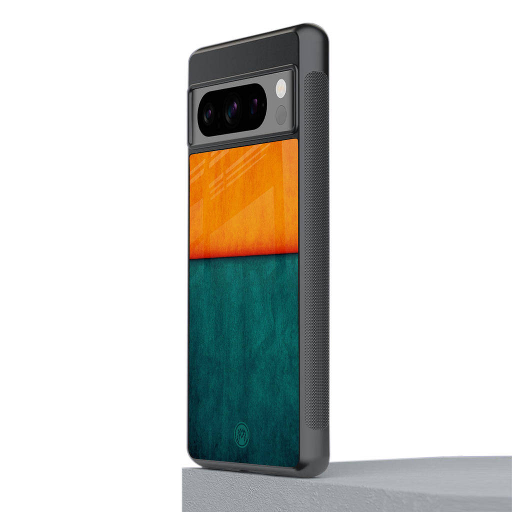 orange green back phone cover | glass case for google pixel 8 pro