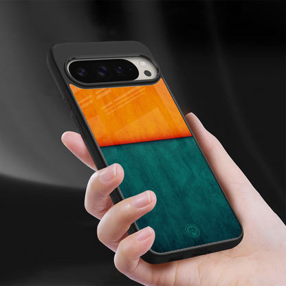 orange green back phone cover | glass case for google pixel 9 pro