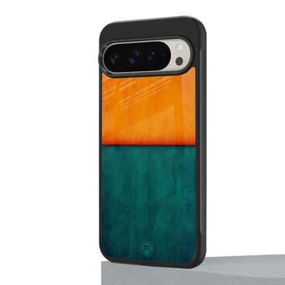 orange green back phone cover | glass case for google pixel 9 pro xl