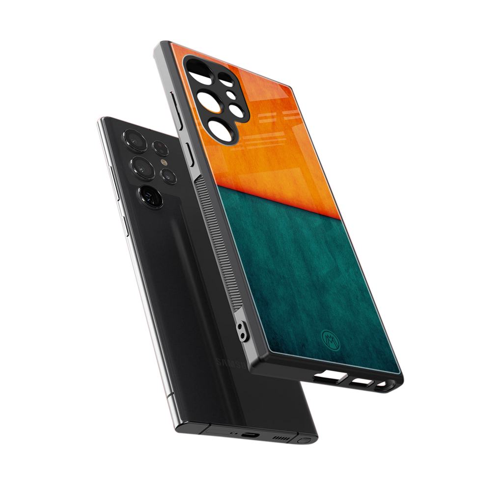 orange green back phone cover | glass case for samsung galaxy s23 ultra