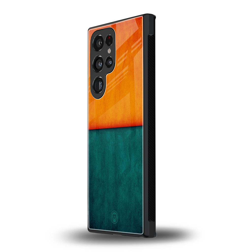 orange green back phone cover | glass case for samsung galaxy s23 ultra