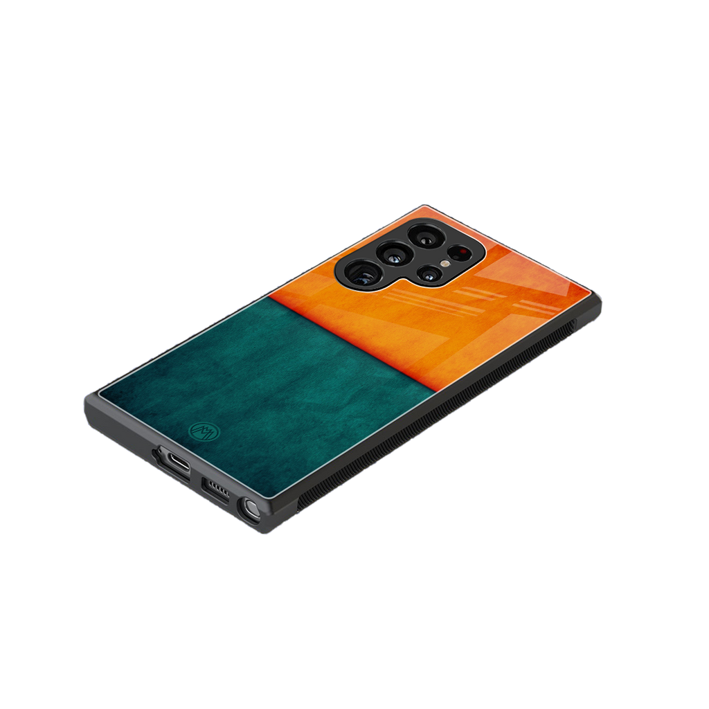 orange green back phone cover | glass case for samsung galaxy s23 ultra