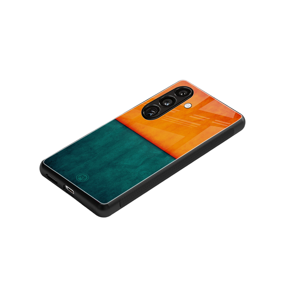 orange green back phone cover | glass case for samsung galaxy s25 plus