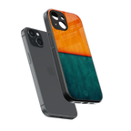 orange green back phone cover | glass case for iphone 15