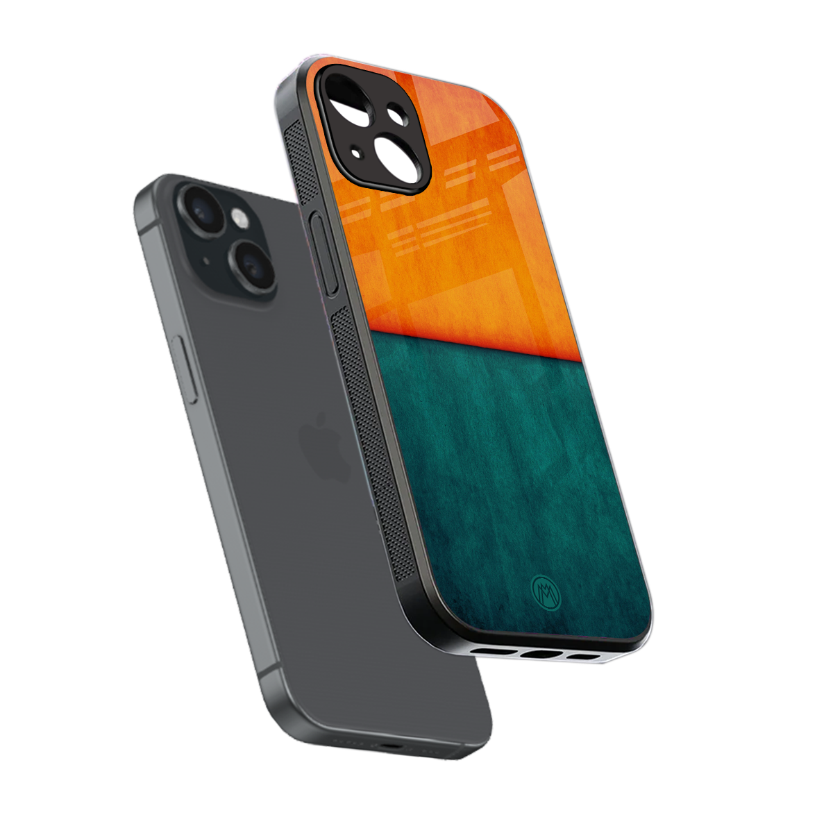 orange green back phone cover | glass case for iphone 15