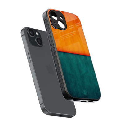 orange green back phone cover | glass case for iphone 15