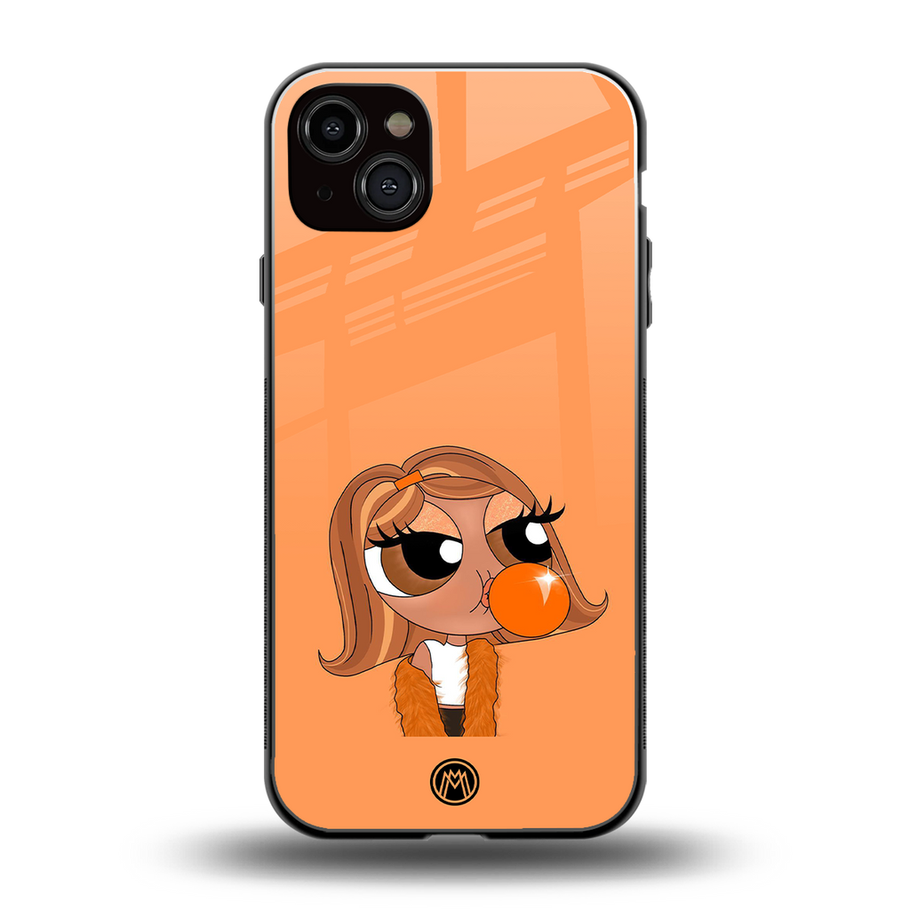 orange tote powerpuff girl back phone cover | glass case for iphone 15 plus