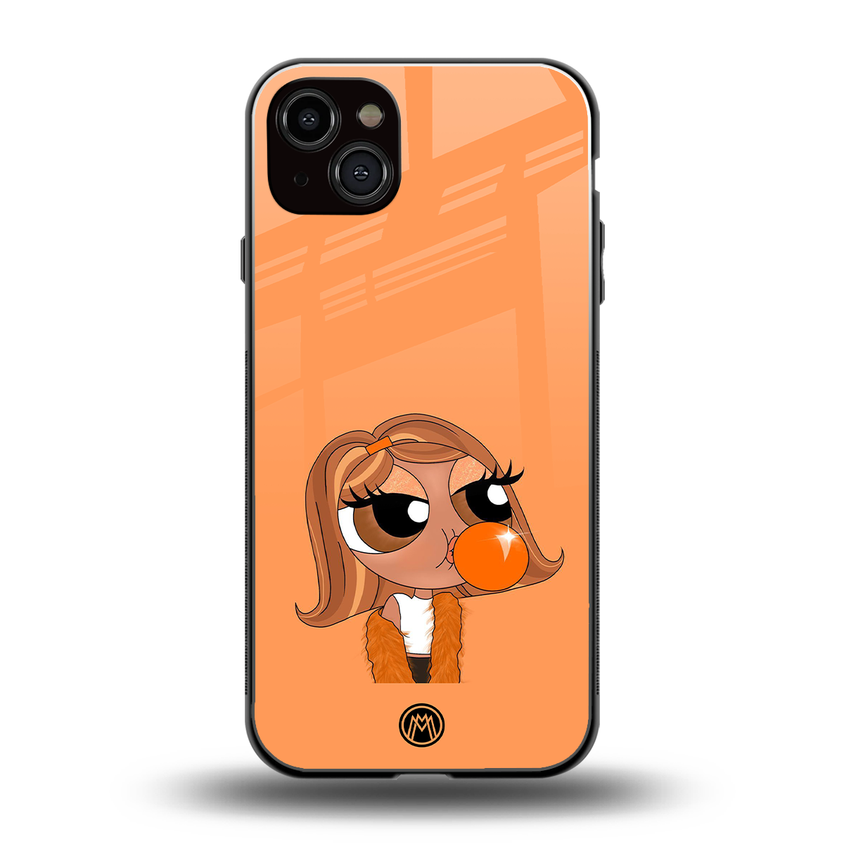 orange tote powerpuff girl back phone cover | glass case for iphone 15 plus