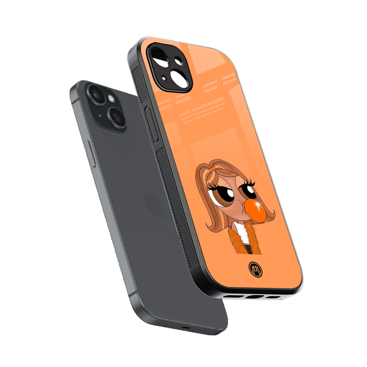 orange tote powerpuff girl back phone cover | glass case for iphone 15 plus