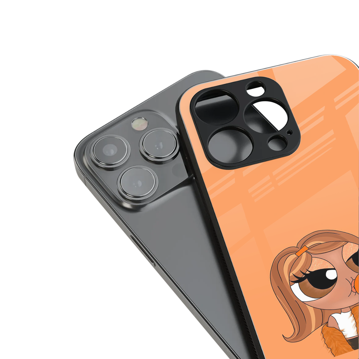 orange tote powerpuff girl back phone cover | glass case for iphone 15