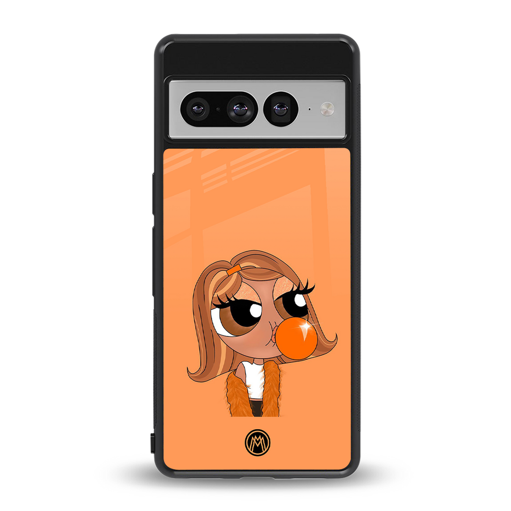 orange tote powerpuff girl back phone cover | glass case for google pixel 7 pro