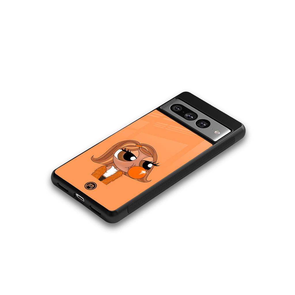 orange tote powerpuff girl back phone cover | glass case for google pixel 7 pro