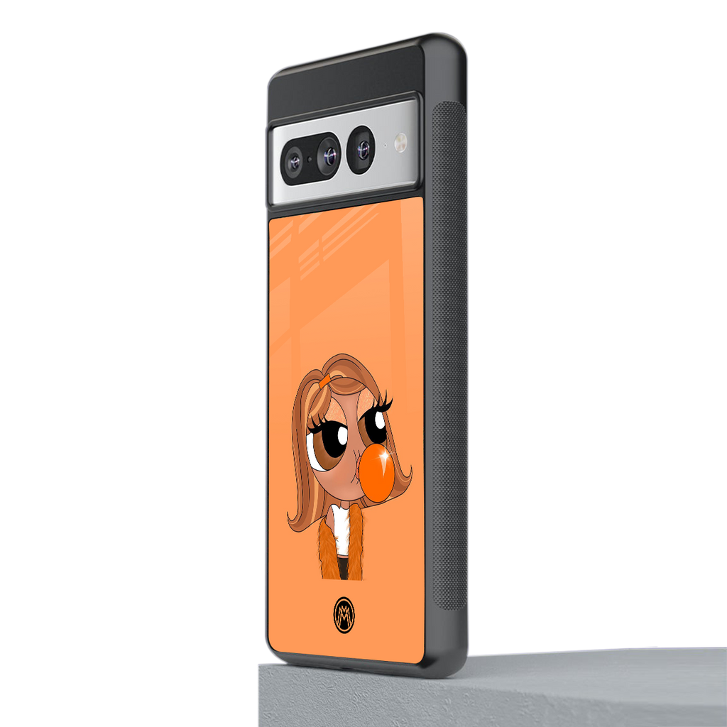 orange tote powerpuff girl back phone cover | glass case for google pixel 7 pro
