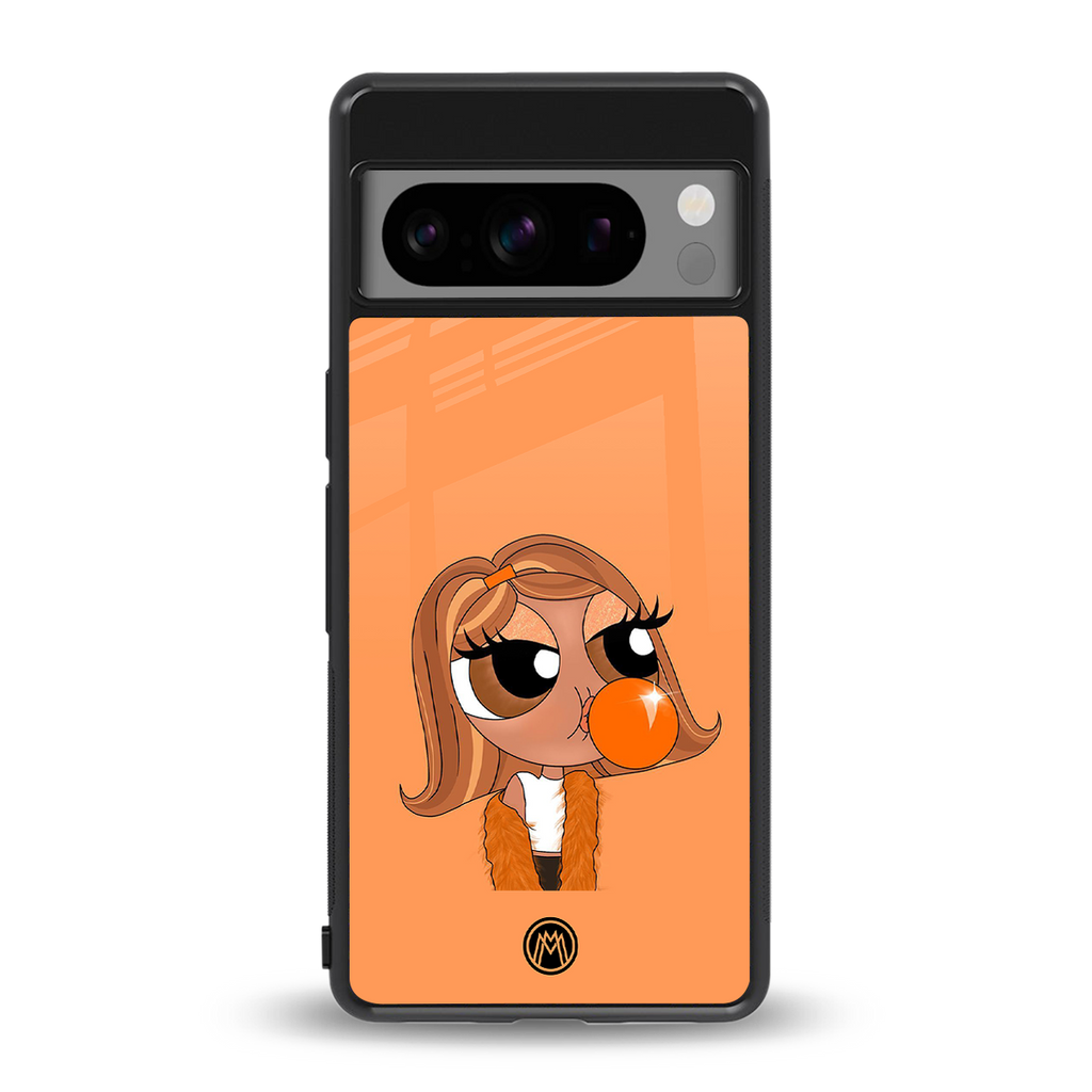 orange tote powerpuff girl back phone cover | glass case for google pixel 8 pro