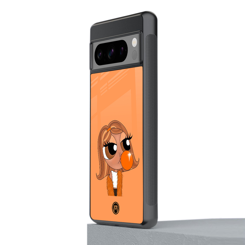 orange tote powerpuff girl back phone cover | glass case for google pixel 8 pro