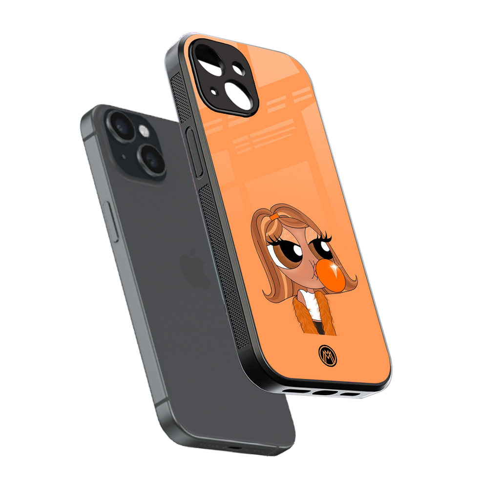 orange tote powerpuff girl back phone cover | glass case for iphone 15