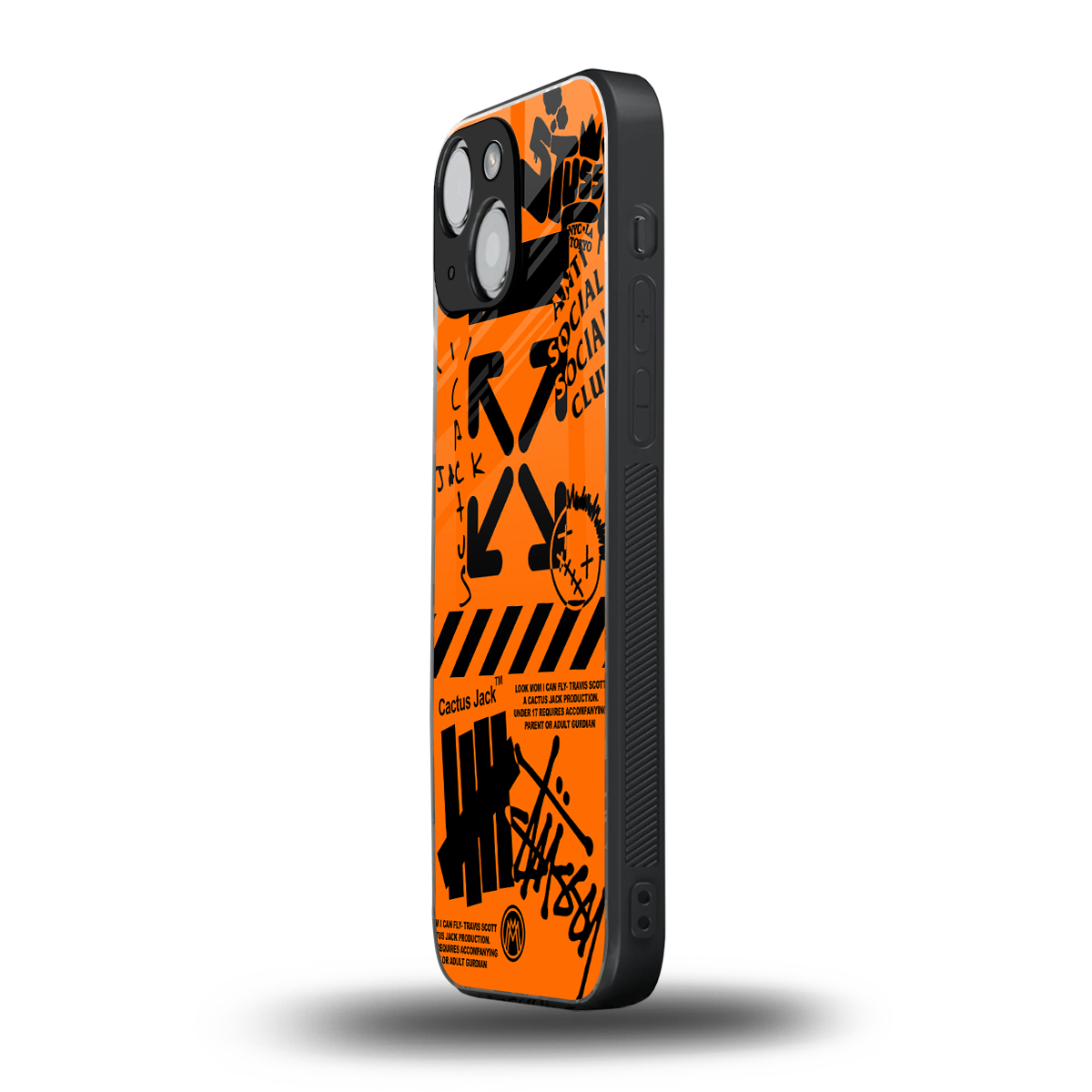orange travis scott x anti social social club back phone cover | glass case for iphone 13 mini