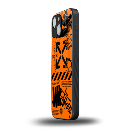 orange travis scott x anti social social club back phone cover | glass case for iphone 13 mini