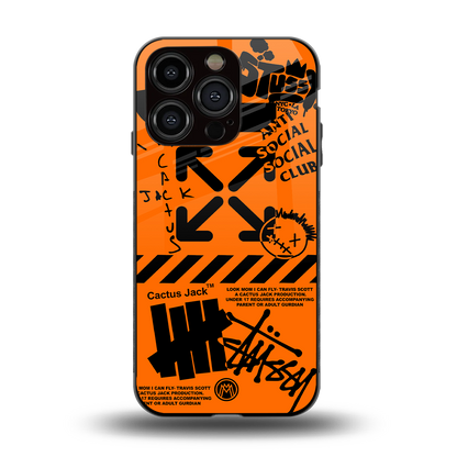 orange travis scott x anti social social club back phone cover | glass case for iphone 13 pro