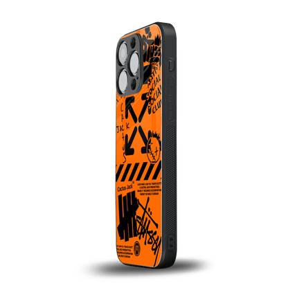 orange travis scott x anti social social club back phone cover | glass case for iphone 13 pro