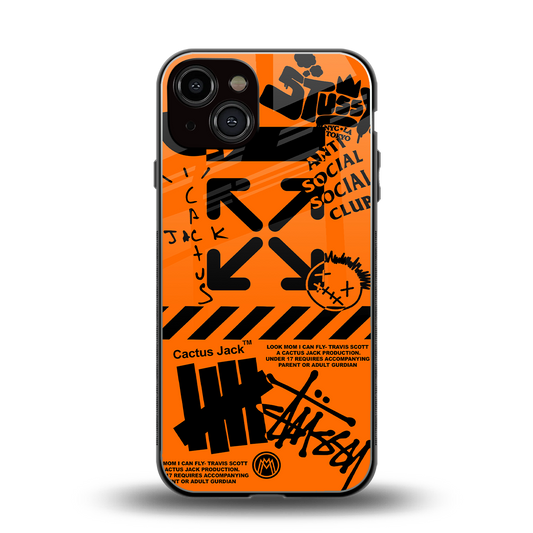 orange travis scott x anti social social club back phone cover | glass case for iphone 13